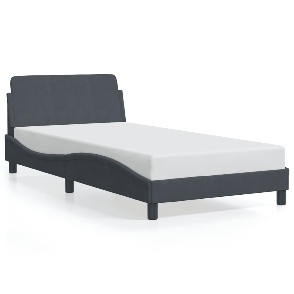 Bed Frame "Dover" Dark Grey 100x200 cm Velvet