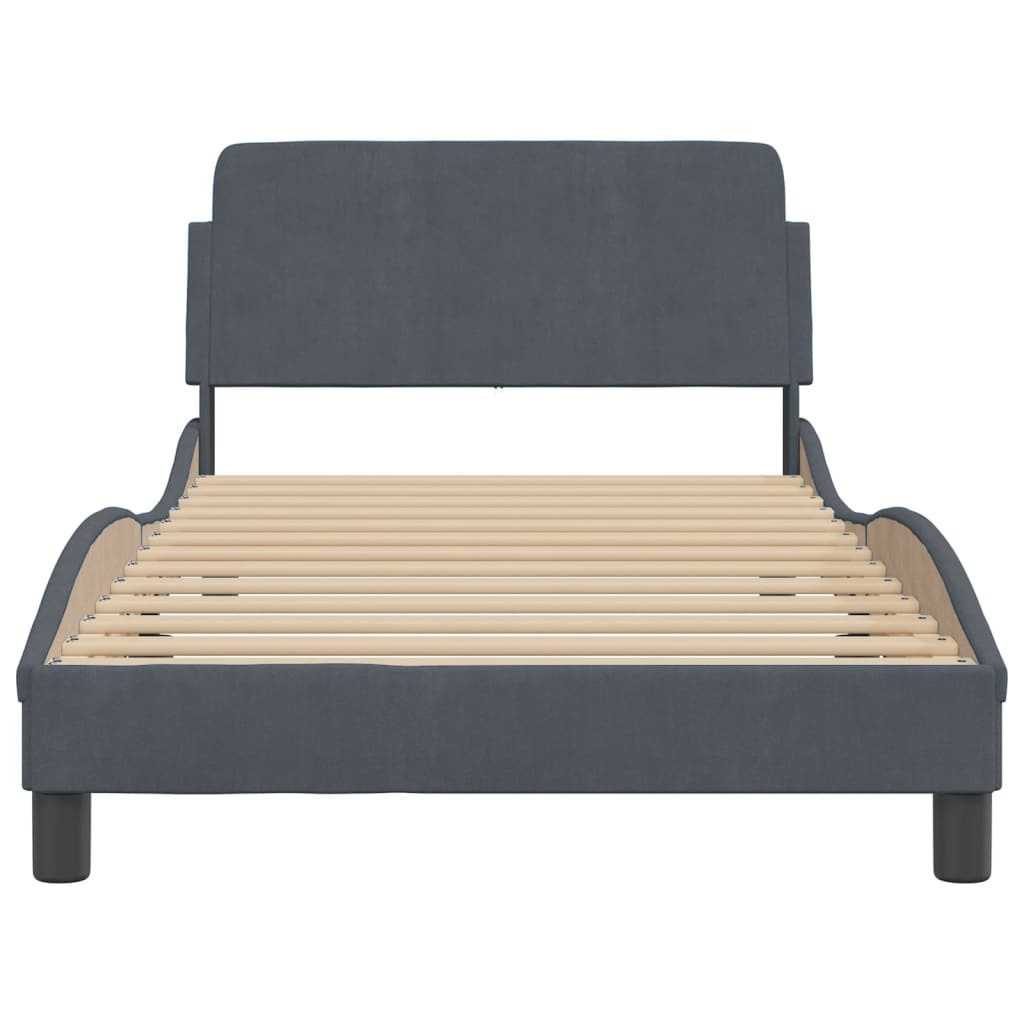 Bed Frame "Dover" Dark Grey 100x200 cm Velvet