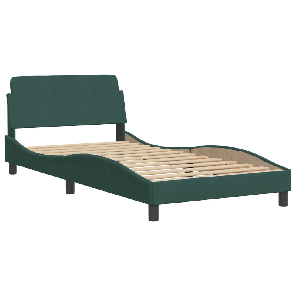 Bed Frame "Dover" Dark Green 100x200 cm Velvet