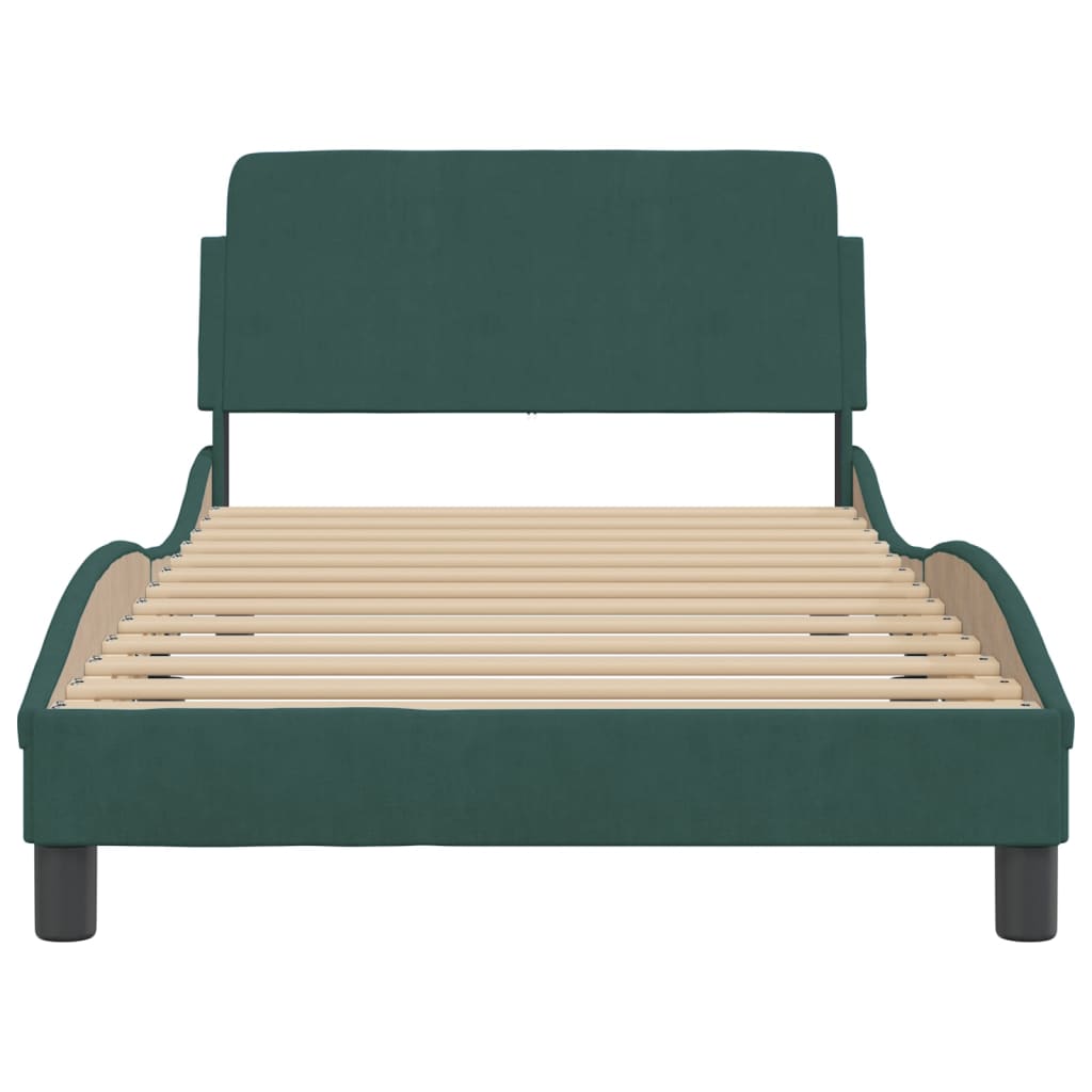 Bed Frame "Dover" Dark Green 100x200 cm Velvet