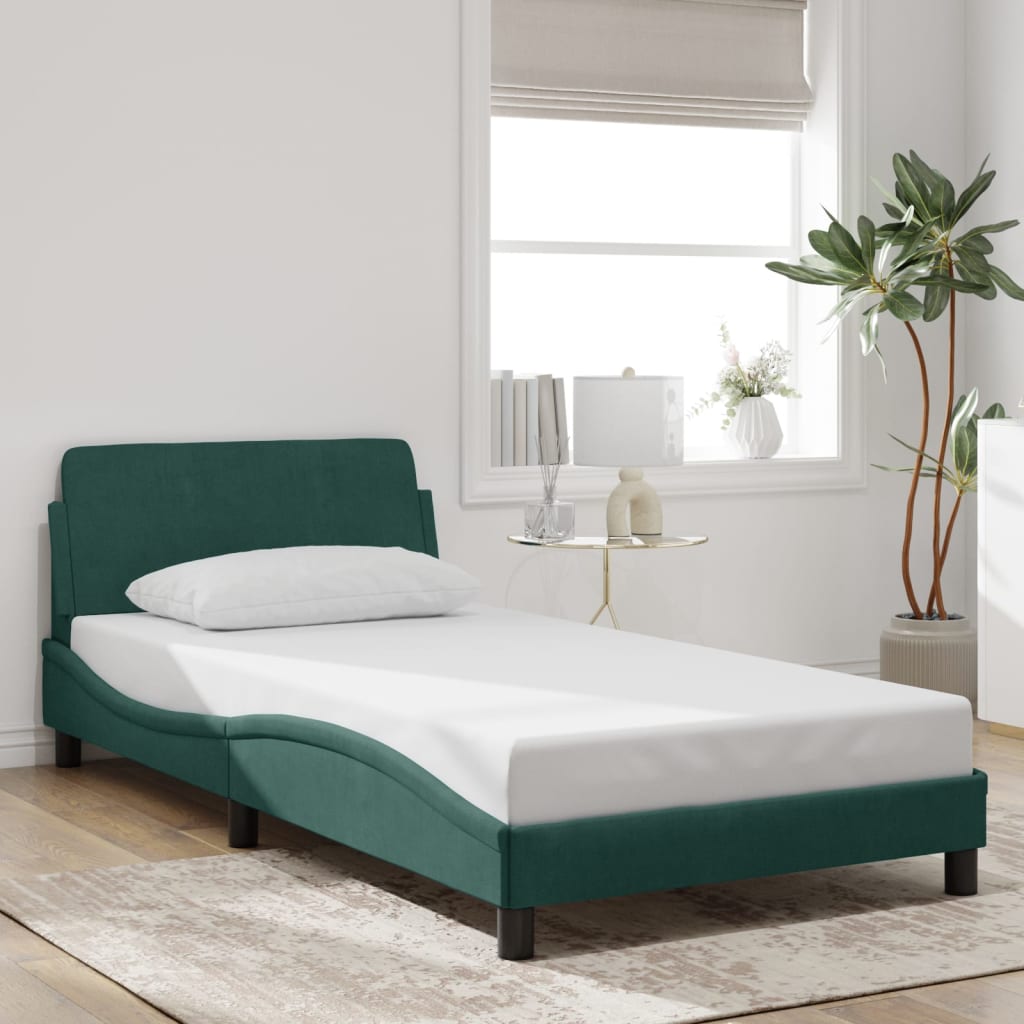 Bed Frame "Dover" Dark Green 100x200 cm Velvet