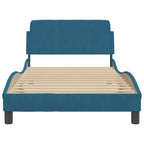 Bed Frame with Headboard "Dover" Blue 100x200 cm Velvet