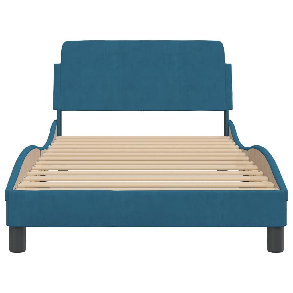 Bed Frame with Headboard "Dover" Blue 100x200 cm Velvet