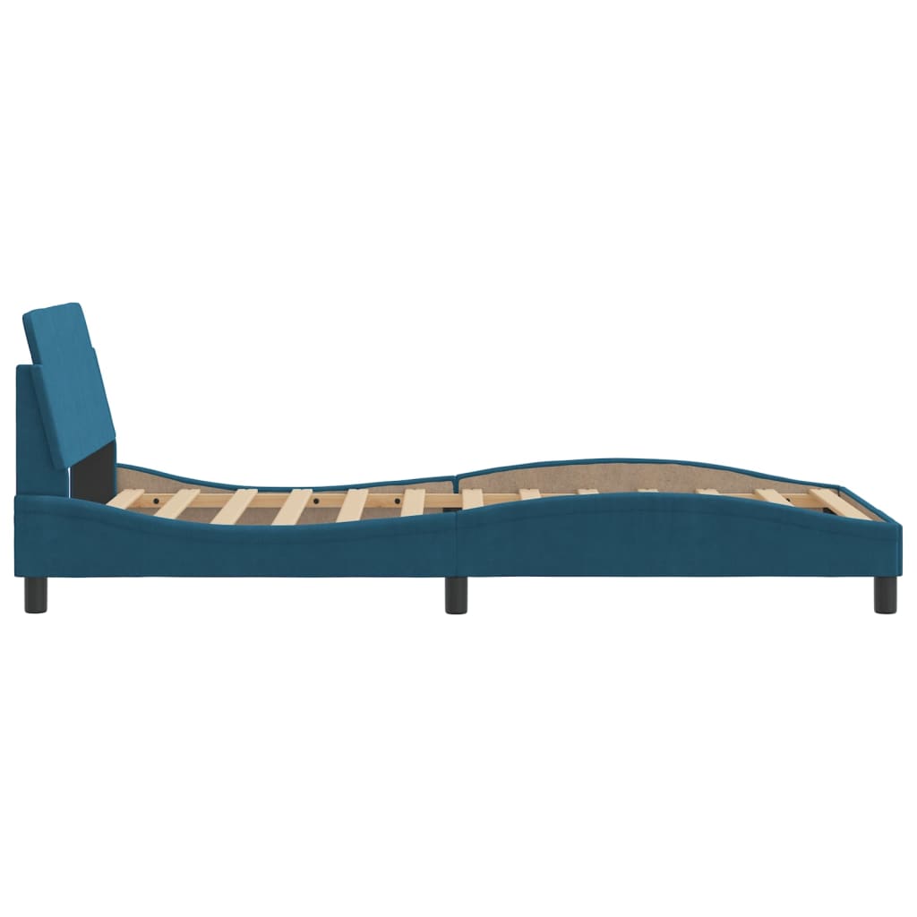 Bed Frame with Headboard "Dover" Blue 100x200 cm Velvet