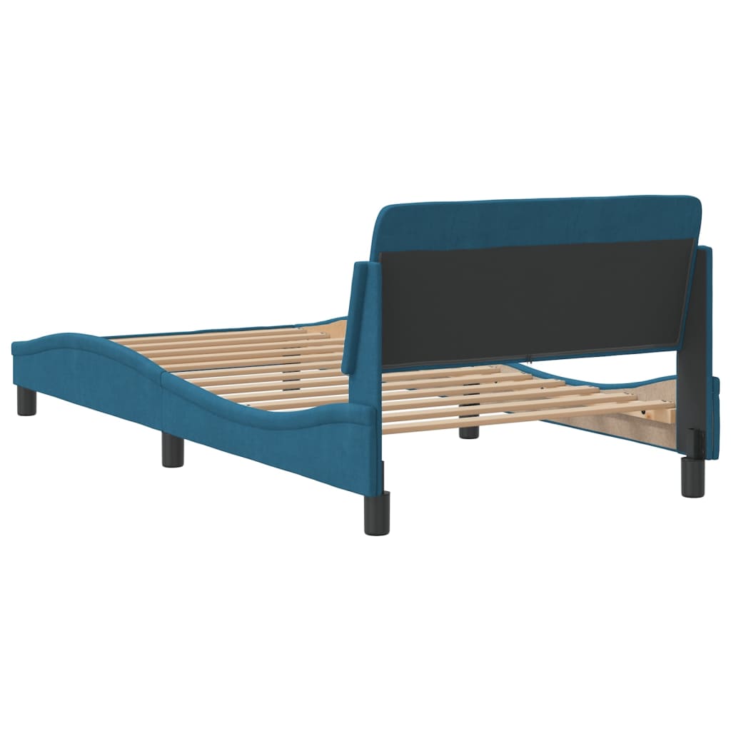 Bed Frame with Headboard "Dover" Blue 100x200 cm Velvet