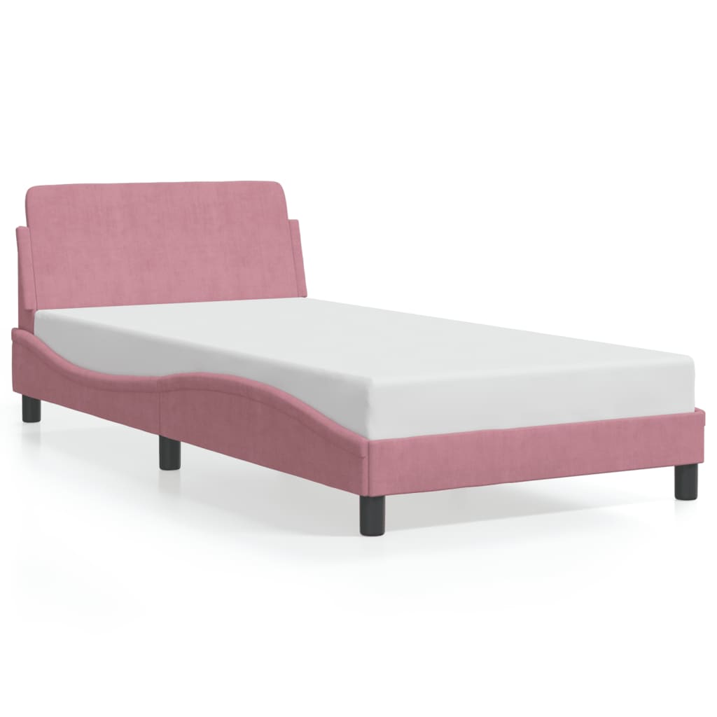 Bed Frame with Headboard "Dover" Pink 100x200 cm Velvet