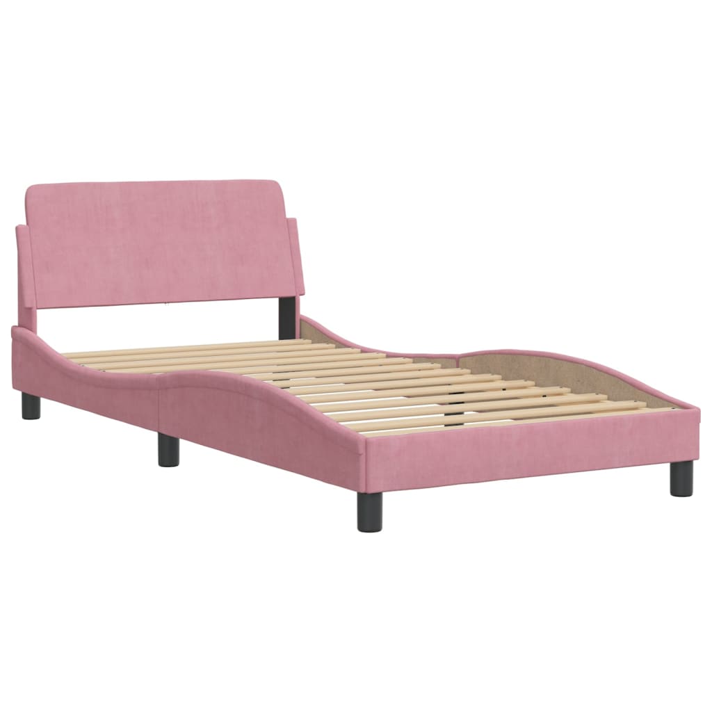 Bed Frame with Headboard "Dover" Pink 100x200 cm Velvet