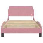 Bed Frame with Headboard "Dover" Pink 100x200 cm Velvet