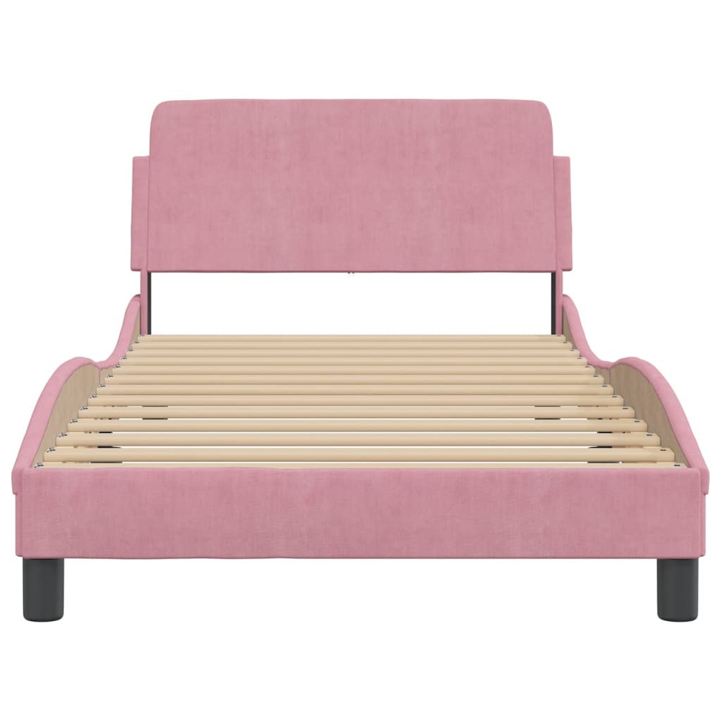 Bed Frame with Headboard "Dover" Pink 100x200 cm Velvet