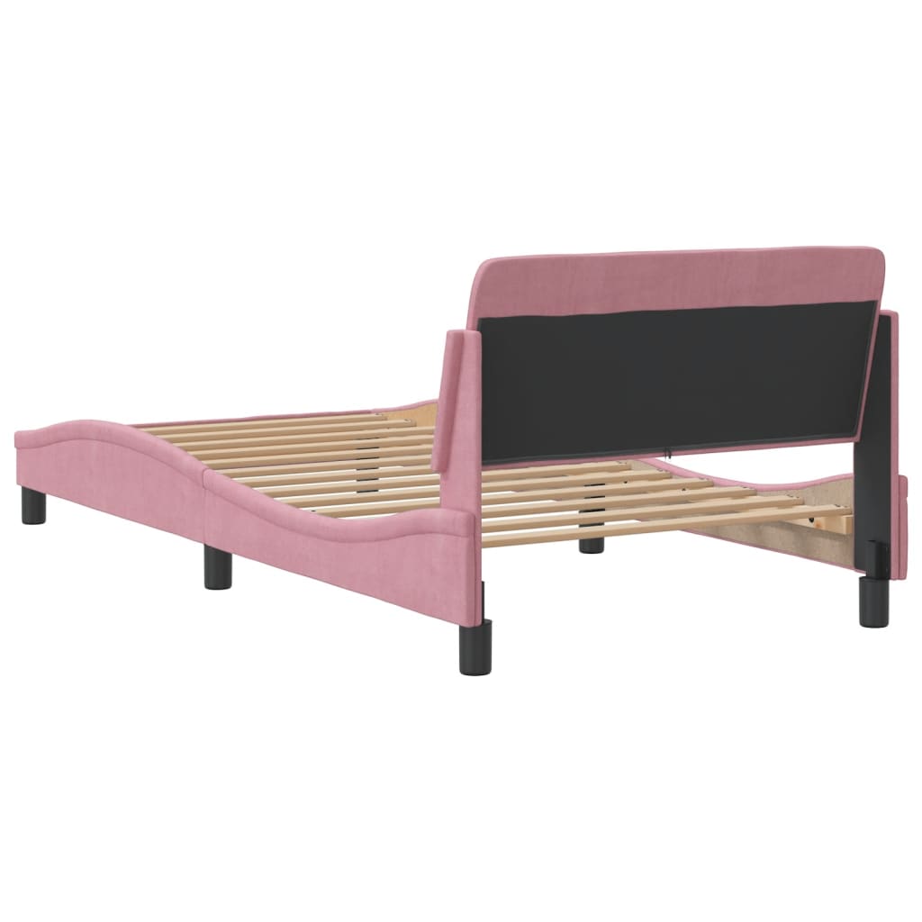 Bed Frame with Headboard "Dover" Pink 100x200 cm Velvet