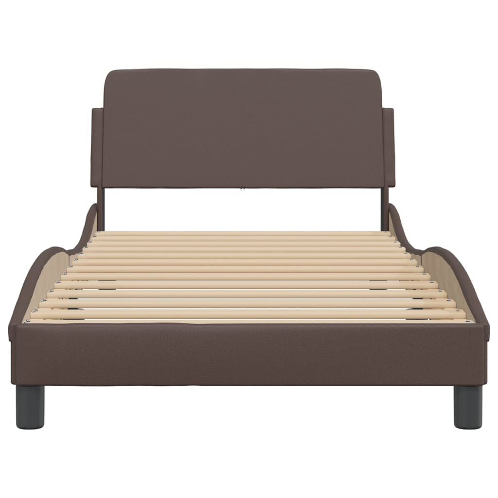 Bed Frame "Dover" Brown 100x200 cm Faux Leather