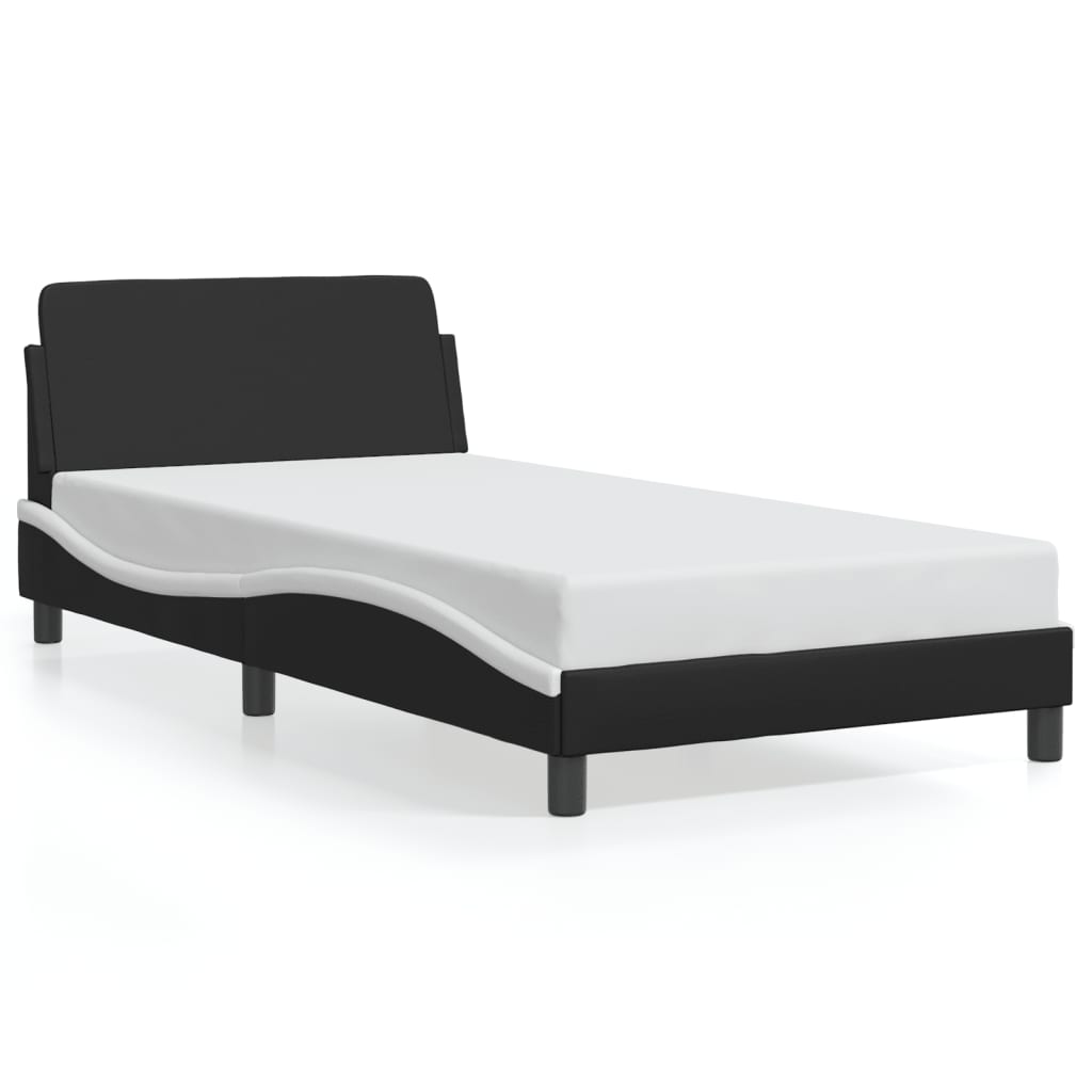 Bed Frame "Dover" Black&White 100x200 cm Faux Leather