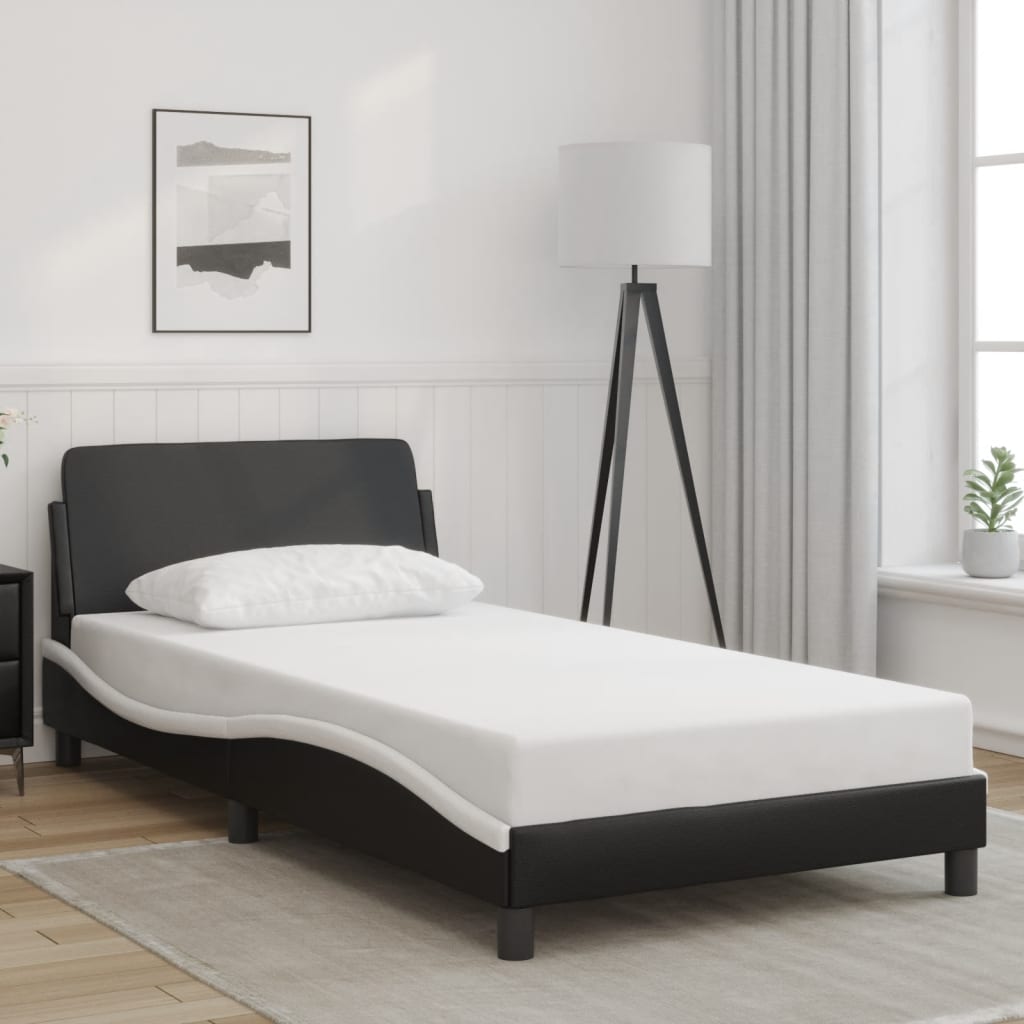 Bed Frame "Dover" Black&White 100x200 cm Faux Leather