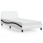 Bed Frame "Dover" White&Black 100x200 cm Faux Leather