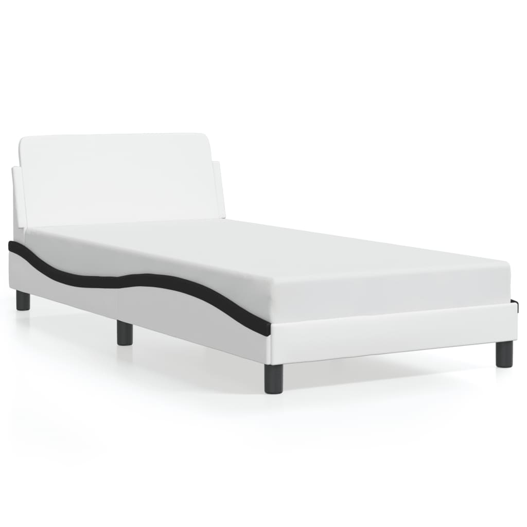 Bed Frame "Dover" White&Black 100x200 cm Faux Leather