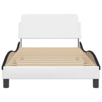 Bed Frame "Dover" White&Black 100x200 cm Faux Leather