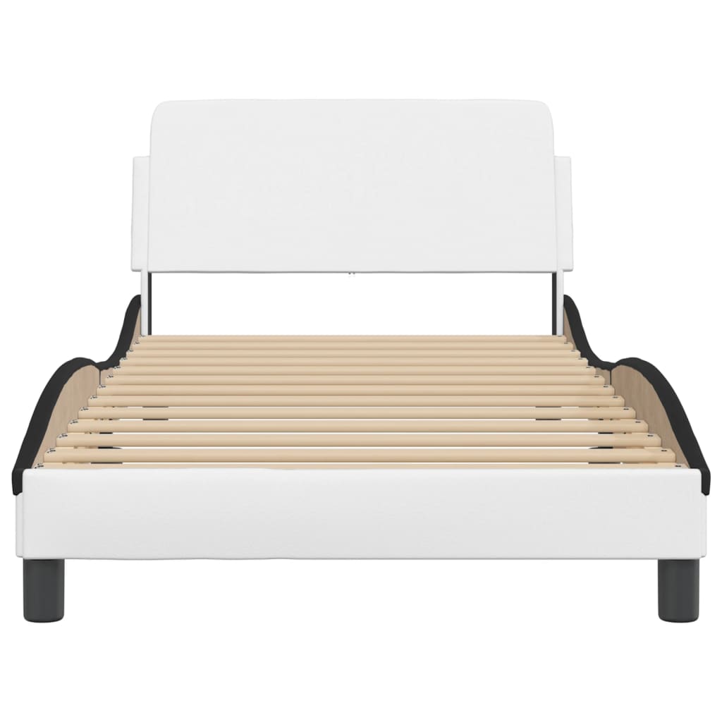Bed Frame "Dover" White&Black 100x200 cm Faux Leather
