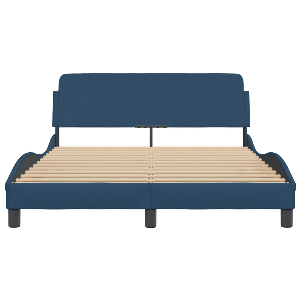 Bed Frame with Headboard "Dover" Blue 120x200 cm Fabric