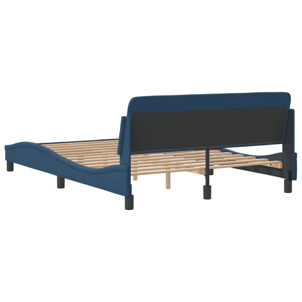 Bed Frame with Headboard "Dover" Blue 120x200 cm Fabric
