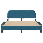 Bed Frame with Headboard "Dover" Blue 120x200 cm Velvet