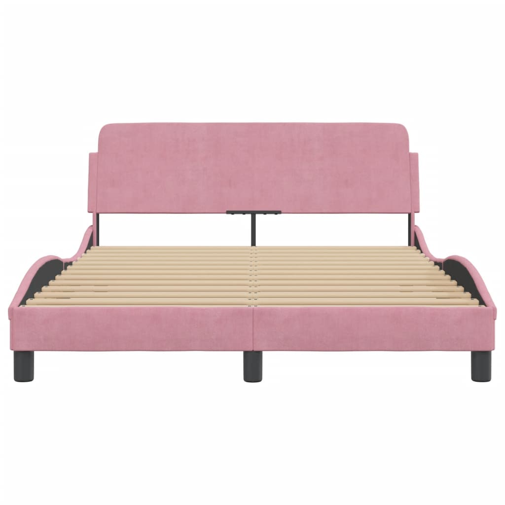 Bed Frame with Headboard "Dover" Pink 120x200 cm Velvet