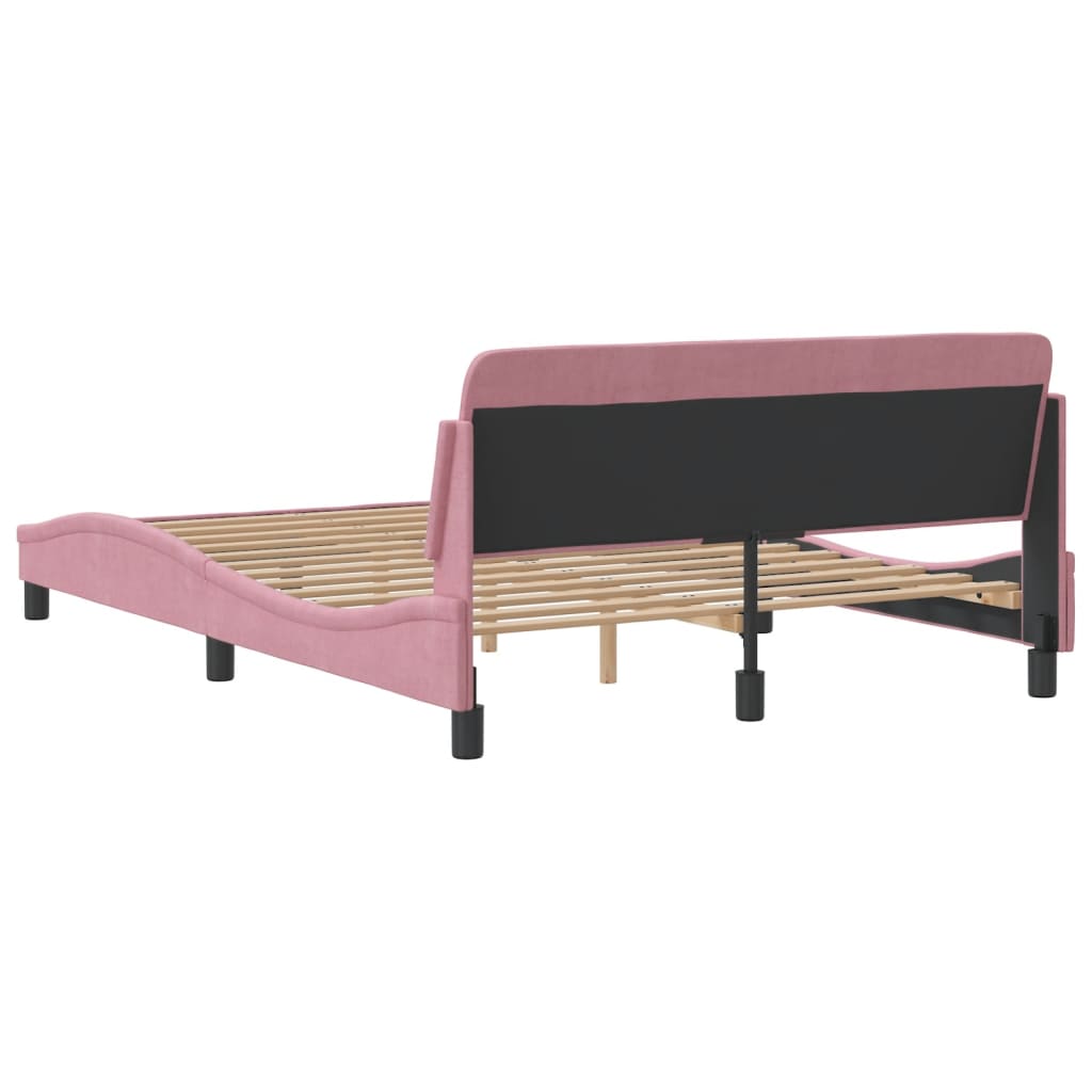Bed Frame with Headboard "Dover" Pink 120x200 cm Velvet