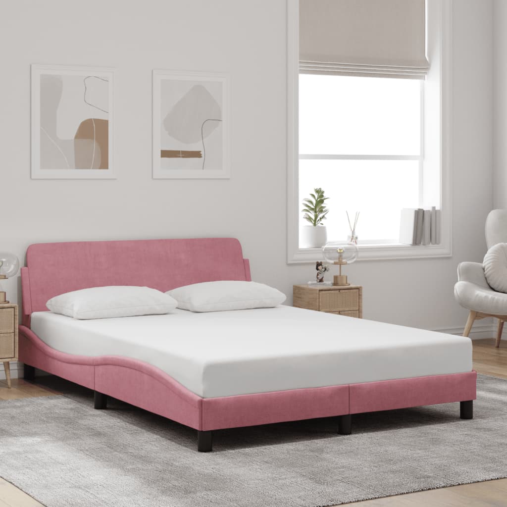 Bed Frame with Headboard "Dover" Pink 120x200 cm Velvet