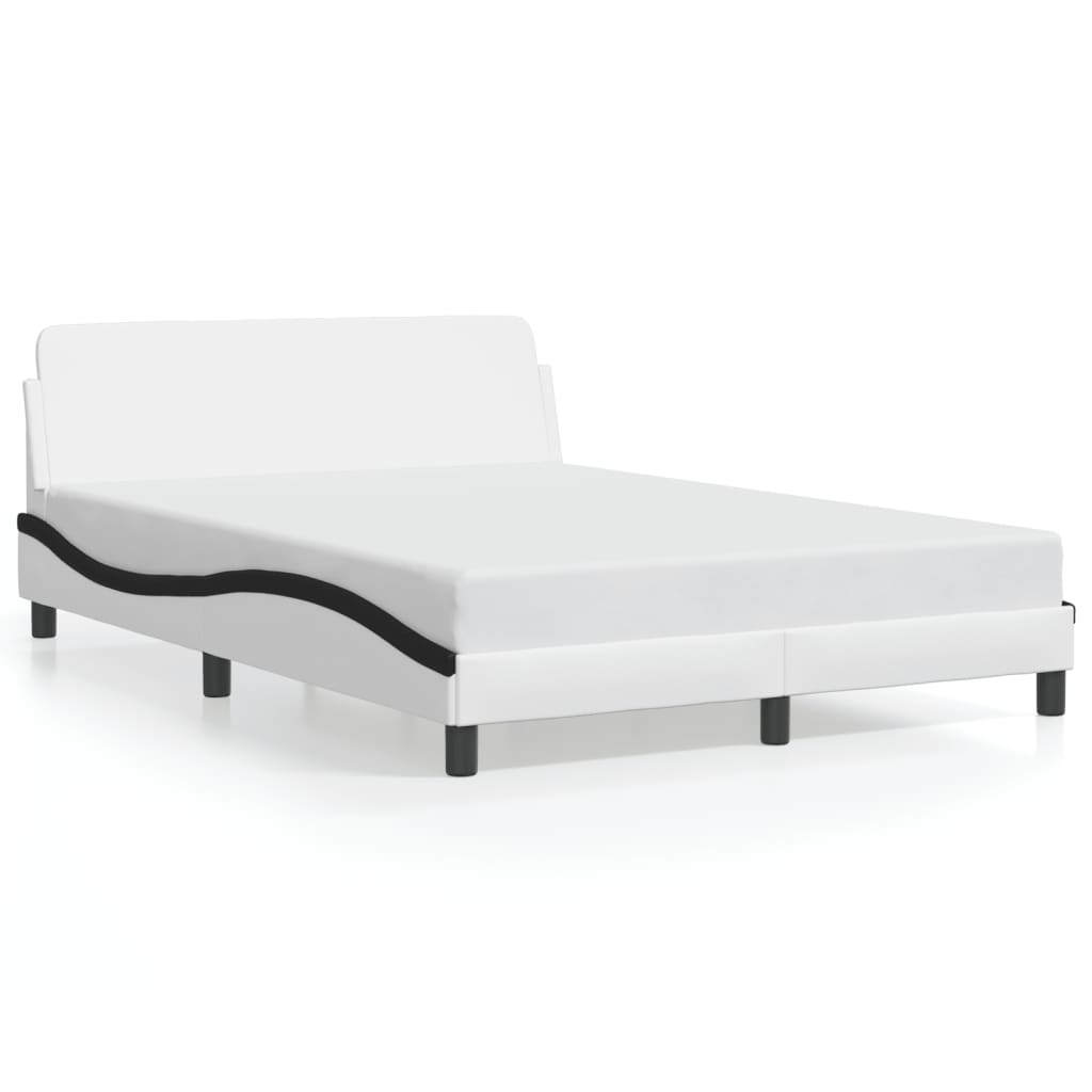 Bed Frame "Dover" White&Black 120x200 cm Faux Leather
