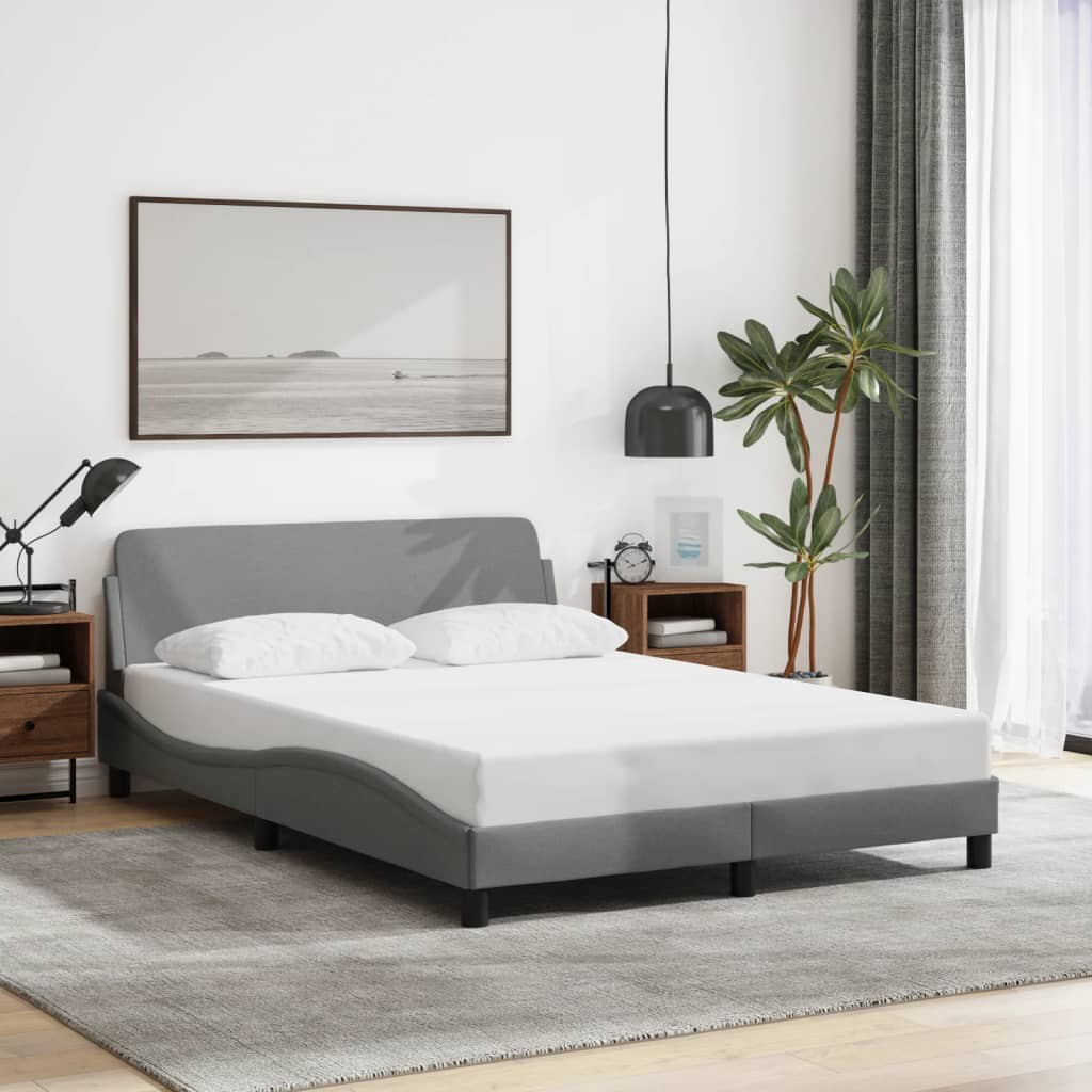 Bed Frame "Dover" Light Grey 140x190 cm Fabric