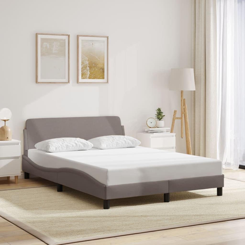 Bed Frame "Dover" Taupe 140x190 cm Fabric