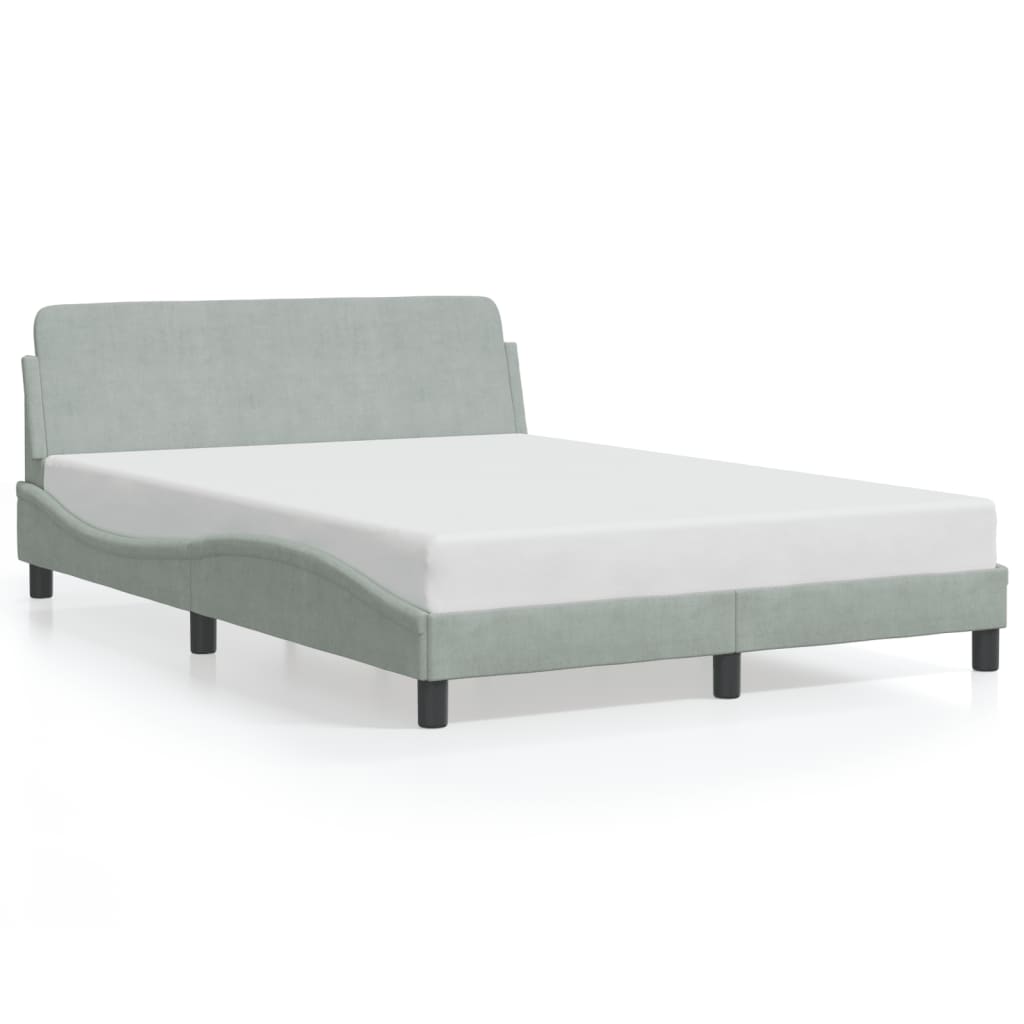 Bed Frame "Dover" Light Grey 140x190 cm Velvet
