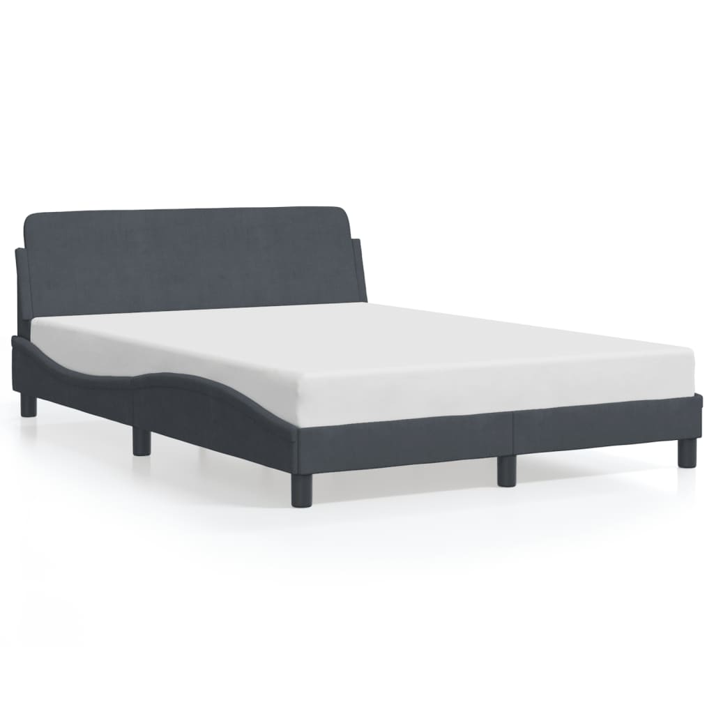 Bed Frame "Dover" Dark Grey 140x190 cm Velvet