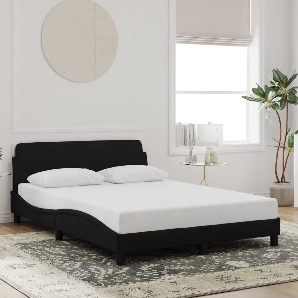 Bed Frame "Dover" Black 140x190 cm Velvet