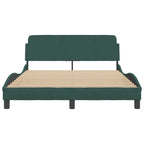 Bed Frame "Dover" Dark Green 140x190 cm Velvet