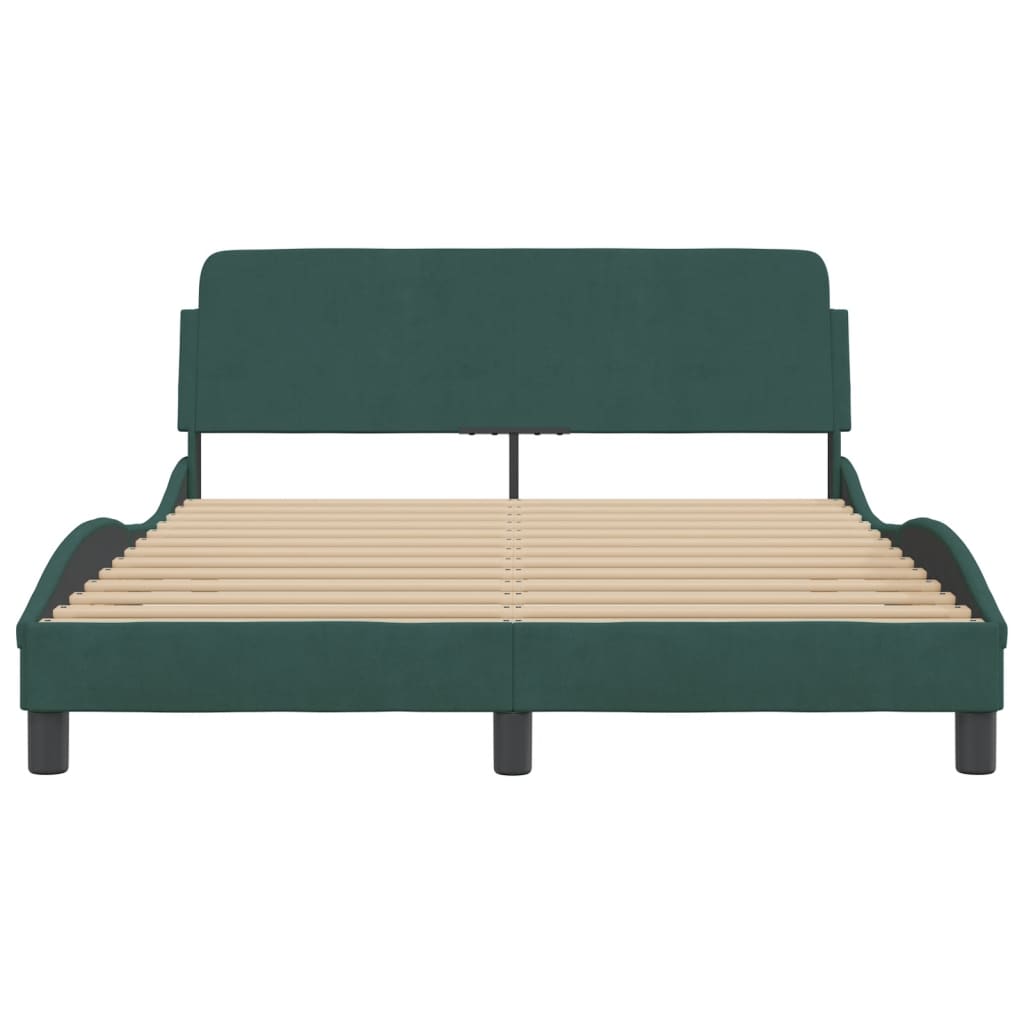 Bed Frame "Dover" Dark Green 140x190 cm Velvet