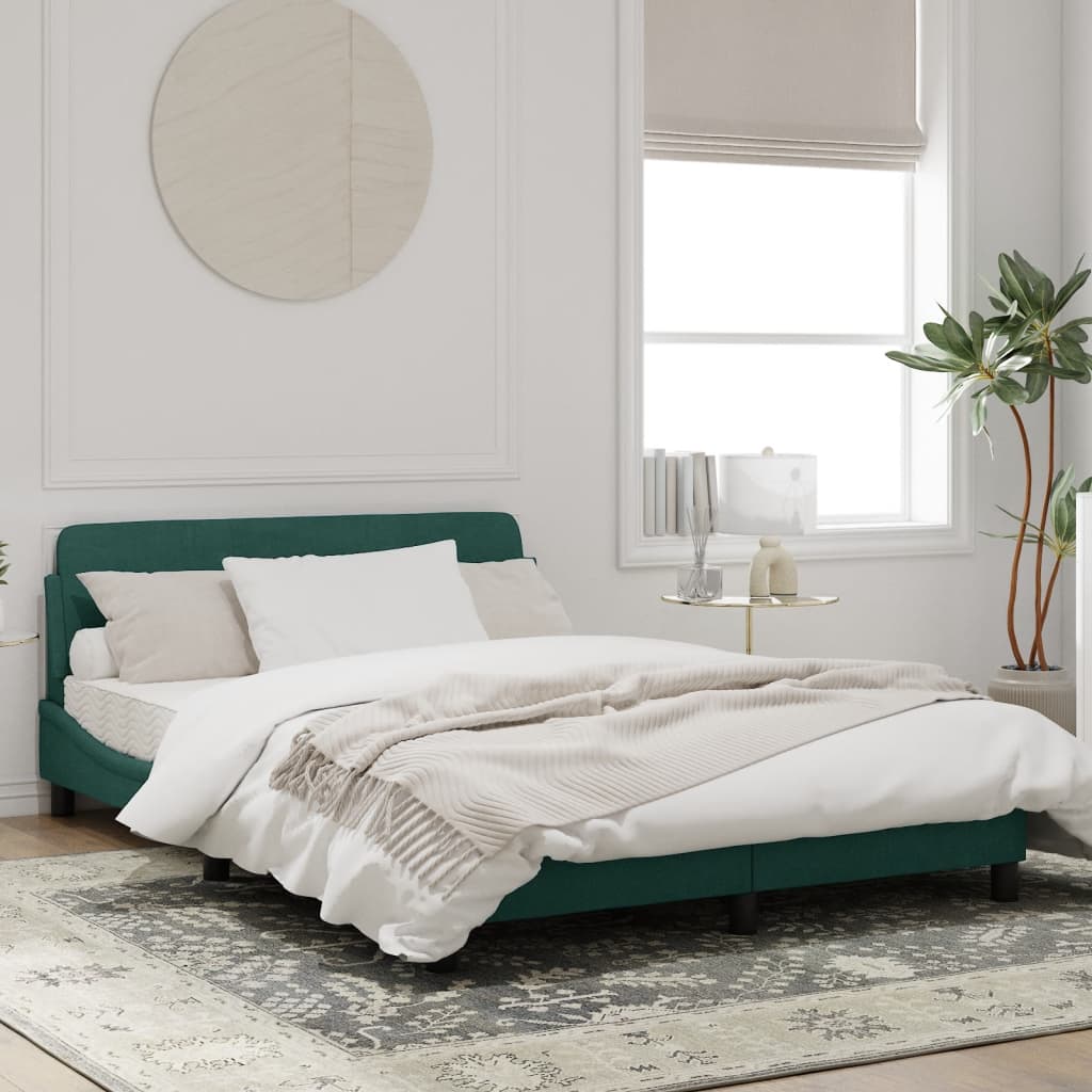 Bed Frame "Dover" Dark Green 140x190 cm Velvet