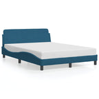 Bed Frame with Headboard "Dover" Blue 140x190 cm Velvet