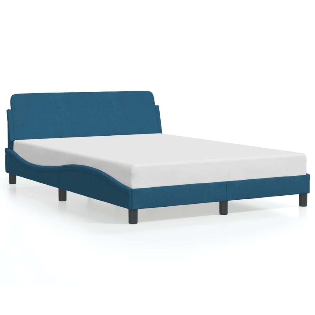 Bed Frame with Headboard "Dover" Blue 140x190 cm Velvet