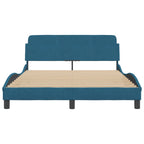 Bed Frame with Headboard "Dover" Blue 140x190 cm Velvet