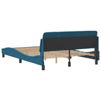 Bed Frame with Headboard "Dover" Blue 140x190 cm Velvet
