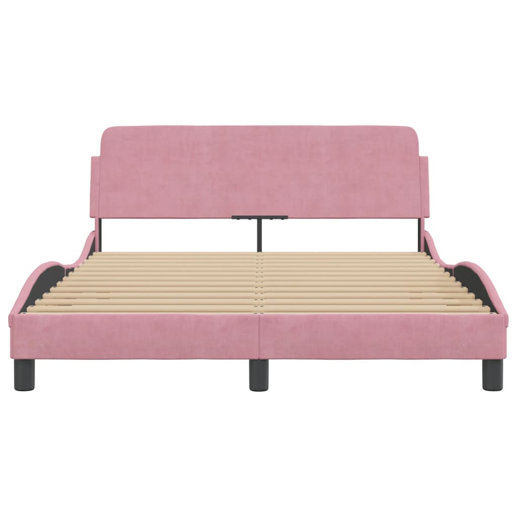 Bed Frame with Headboard "Dover" Pink 140x190 cm Velvet