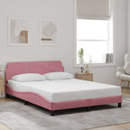 Bed Frame with Headboard "Dover" Pink 140x190 cm Velvet