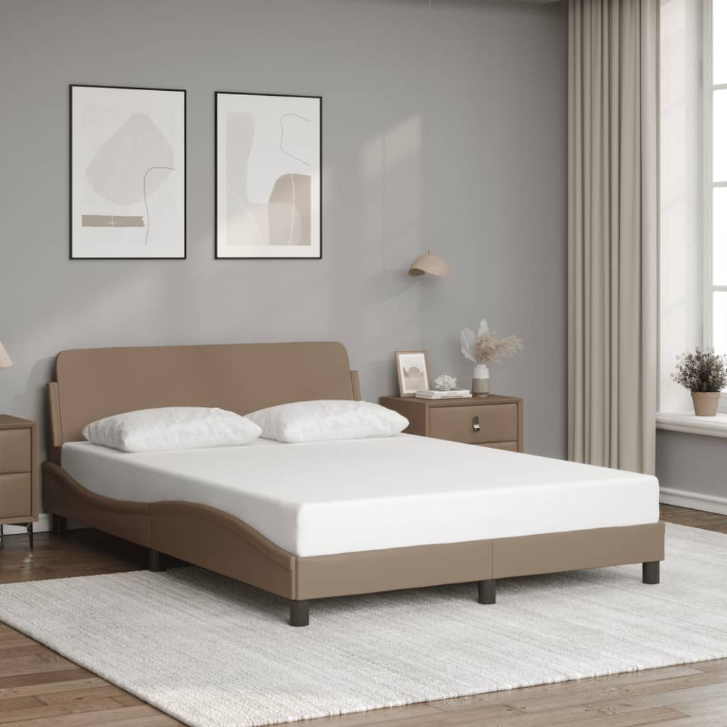Bed Frame "Dover" Cappuccino 140x190 cm Faux Leather