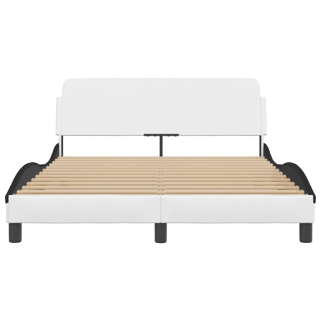 Bed Frame "Dover" White&Black 140x190 cm Faux Leather