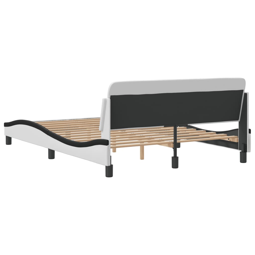 Bed Frame "Dover" White&Black 140x190 cm Faux Leather