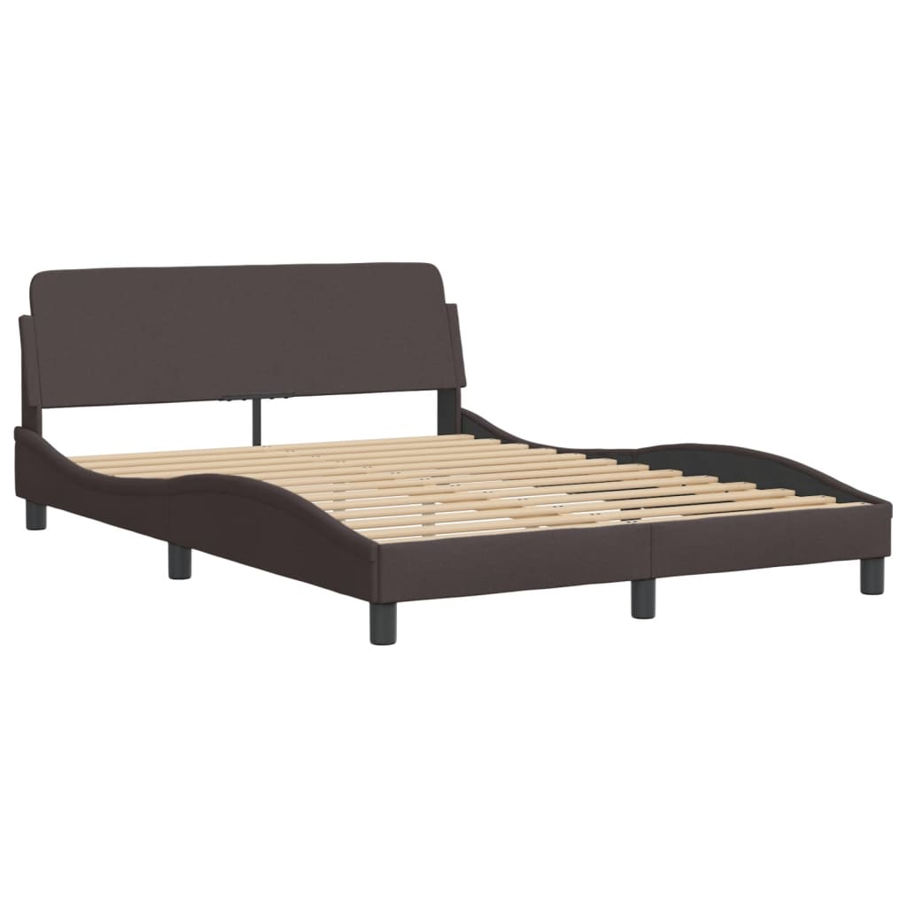 Bed Frame "Dover" Dark Brown 140x200 cm Fabric