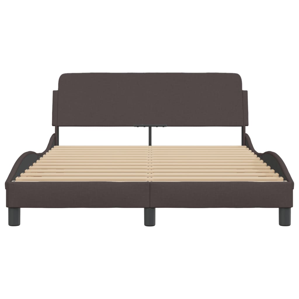 Bed Frame "Dover" Dark Brown 140x200 cm Fabric