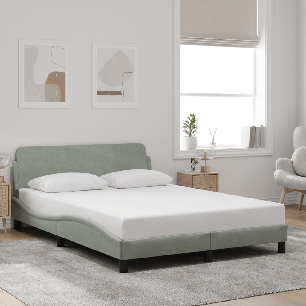 Bed Frame "Dover" Light Grey 140x200 cm Velvet