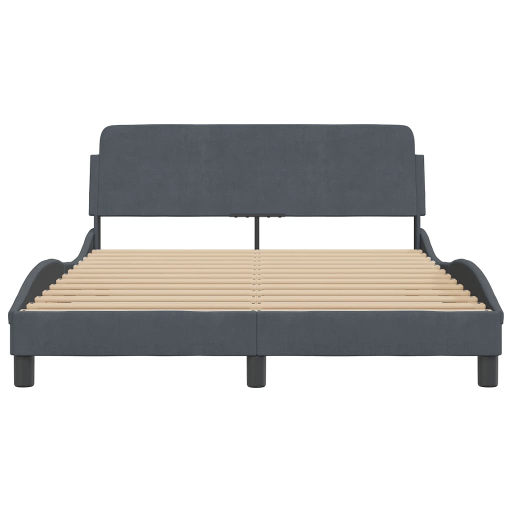 Bed Frame "Dover" Dark Grey 140x200 cm Velvet