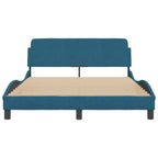 Bed Frame with Headboard "Dover" Blue 140x200 cm Velvet